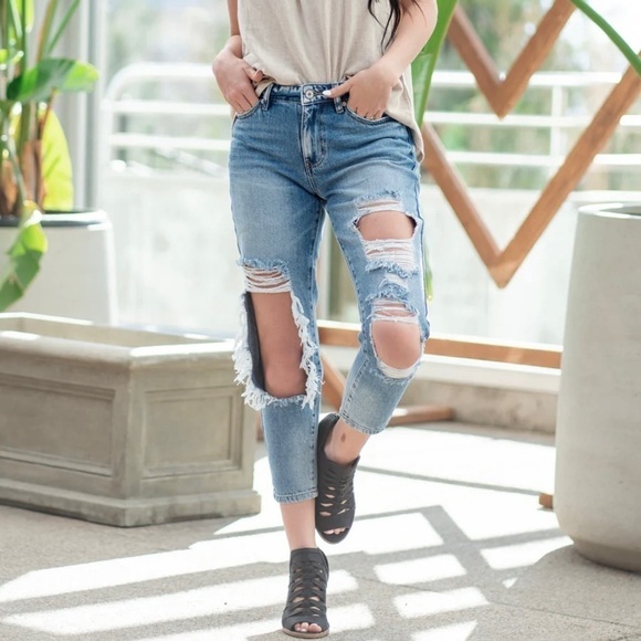 KanCan 3 (25) Ruby High Rise Jeans Distressed Boyfriend Fit Style KC8571M - Picture 13 of 13